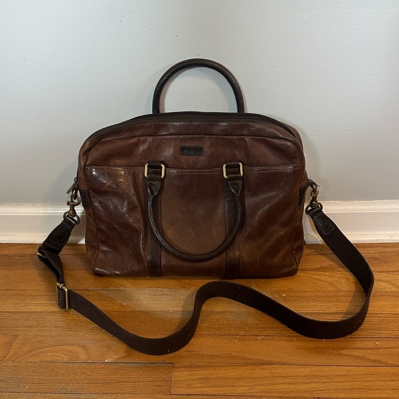 Fossil Brown Leather Men's Briefcase - Picture 1 of 4
